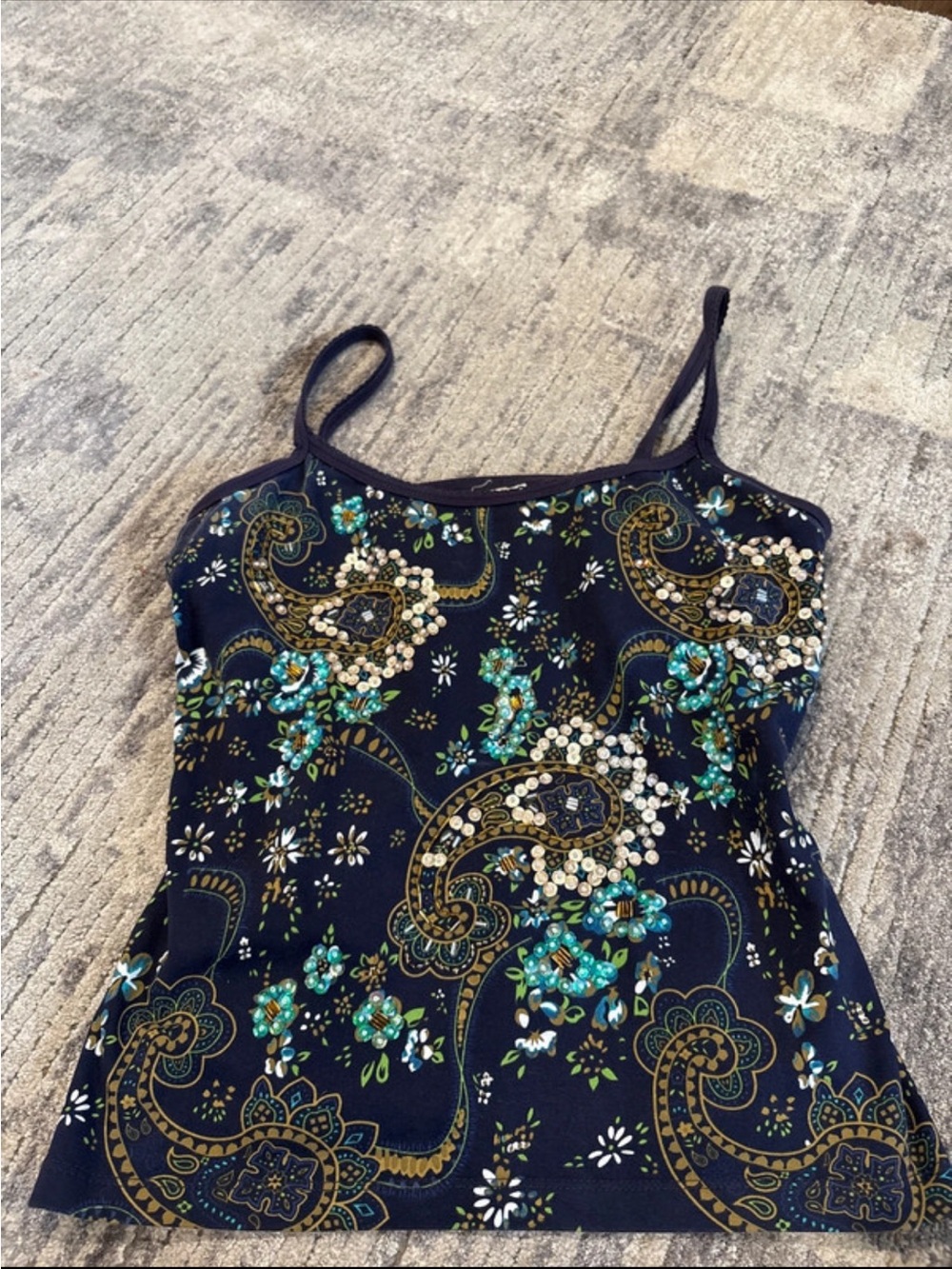 Navy Beautiful Fairycore sequin Cami Medium